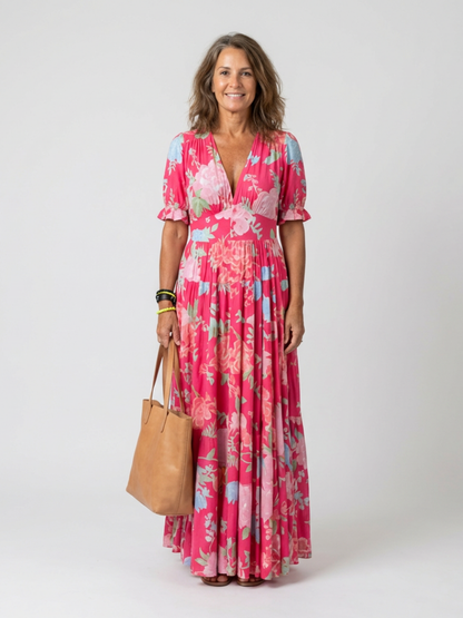 Floral V-Neck Maxi Dress for Women