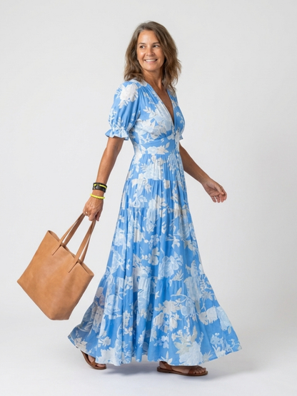 Floral V-Neck Maxi Dress for Women