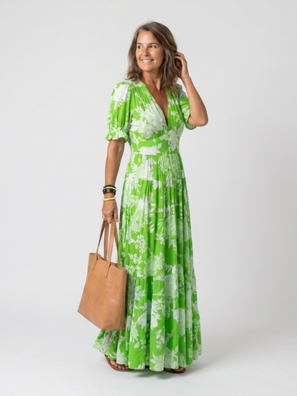 Floral V-Neck Maxi Dress for Women