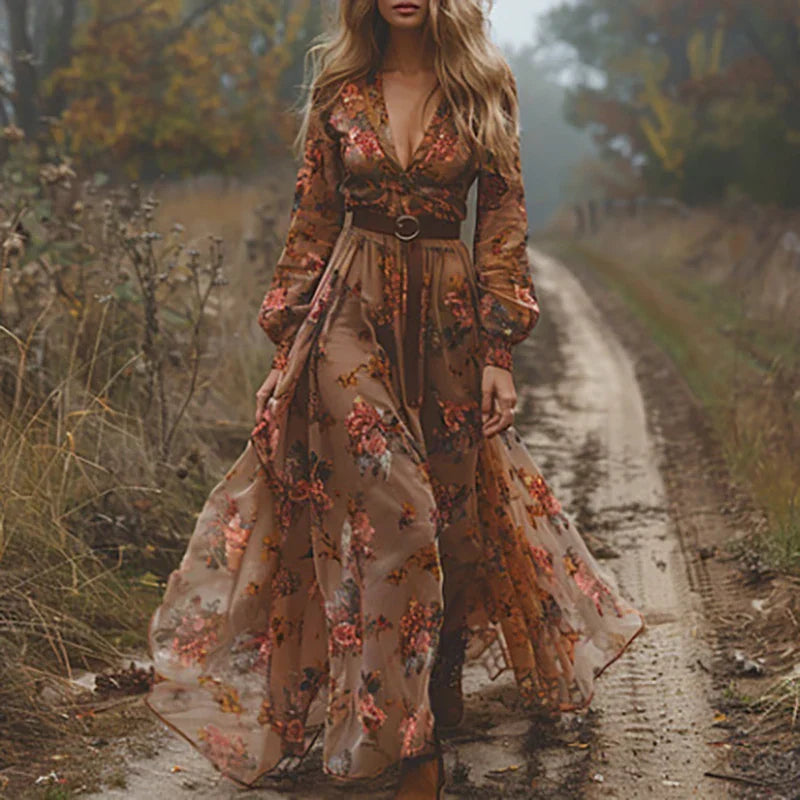 Bohemian Floral Maxi Dress for Women