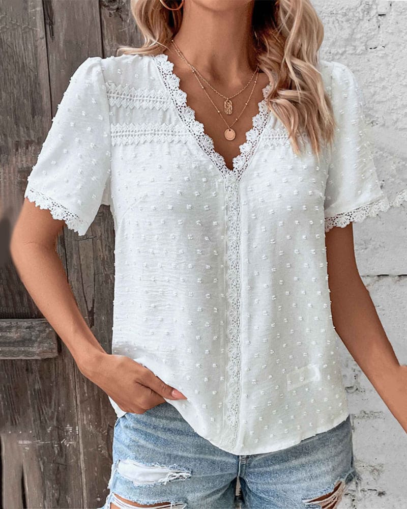 Elegant Textured V-Neck Blouse for Women