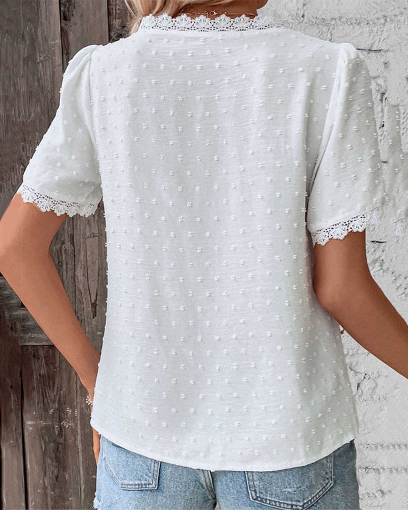 Elegant Textured V-Neck Blouse for Women