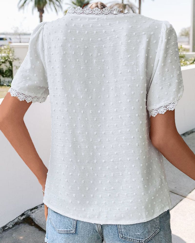 Elegant Textured V-Neck Blouse for Women