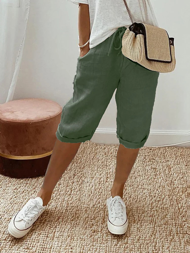 Women's Drawstring Cropped Bermuda Shorts