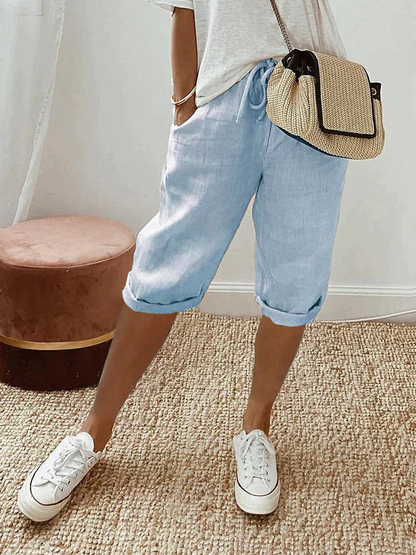 Women's Drawstring Cropped Bermuda Shorts