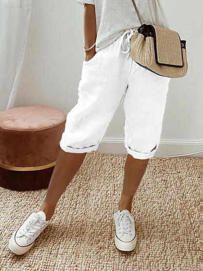 Women's Drawstring Cropped Bermuda Shorts