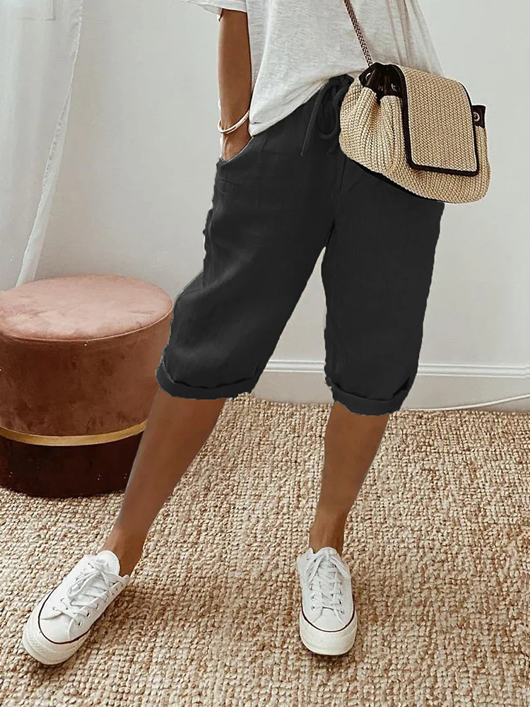 Women's Drawstring Cropped Bermuda Shorts