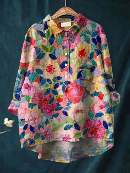 Casual Floral Long Sleeve Blouse Women