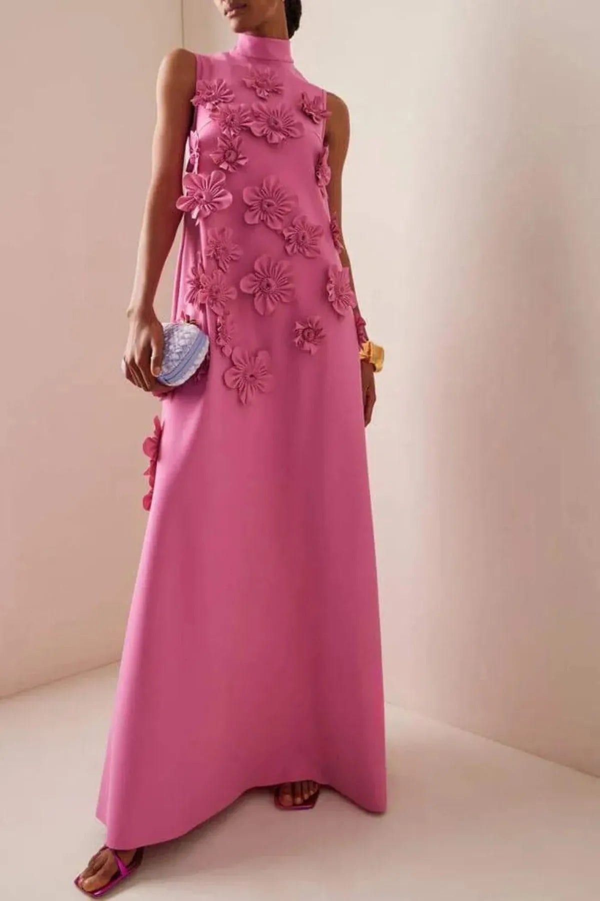 Floral 3D Appliqué Maxi Dress for Women