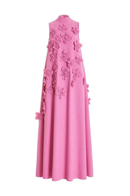 Floral 3D Appliqué Maxi Dress for Women