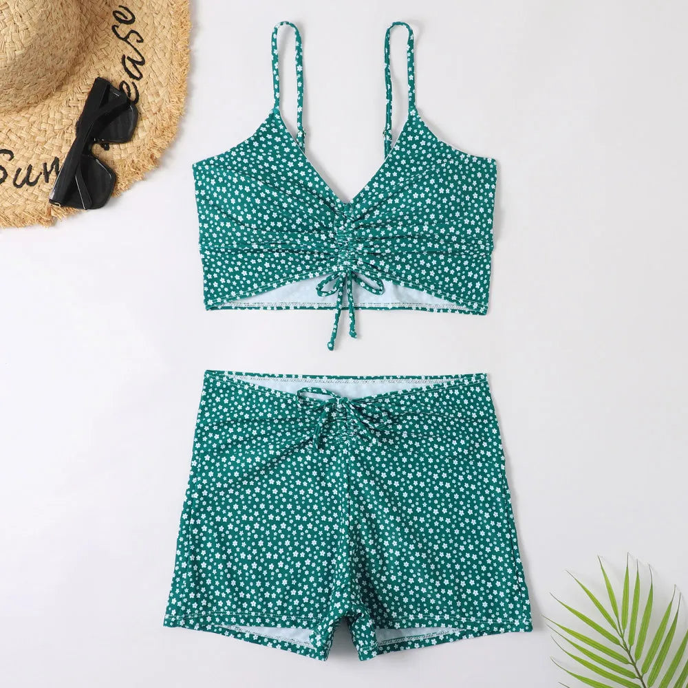 High-Waist Floral Bikini Set - Women's Supportive Swimwear