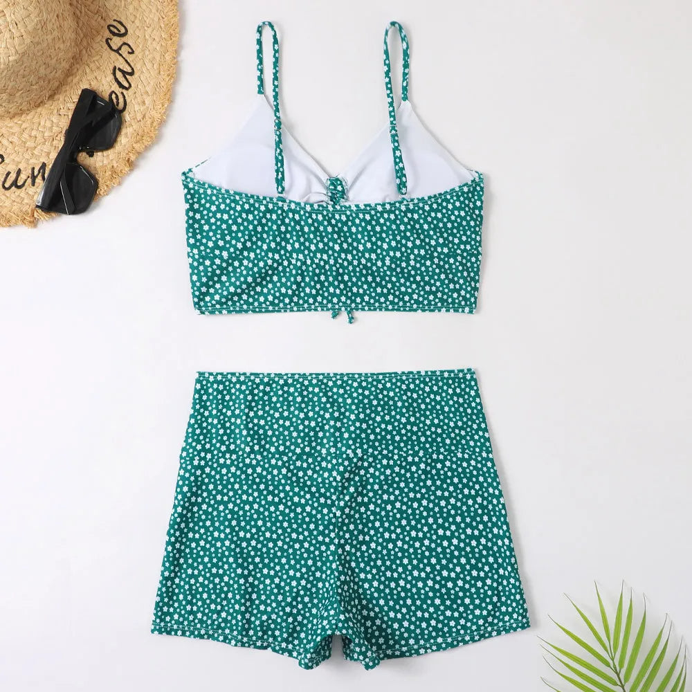 High-Waist Floral Bikini Set - Women's Supportive Swimwear