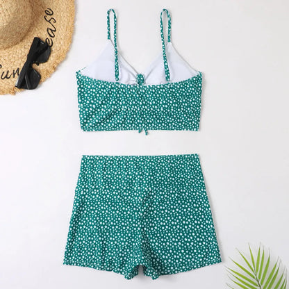 High-Waist Floral Bikini Set - Women's Supportive Swimwear