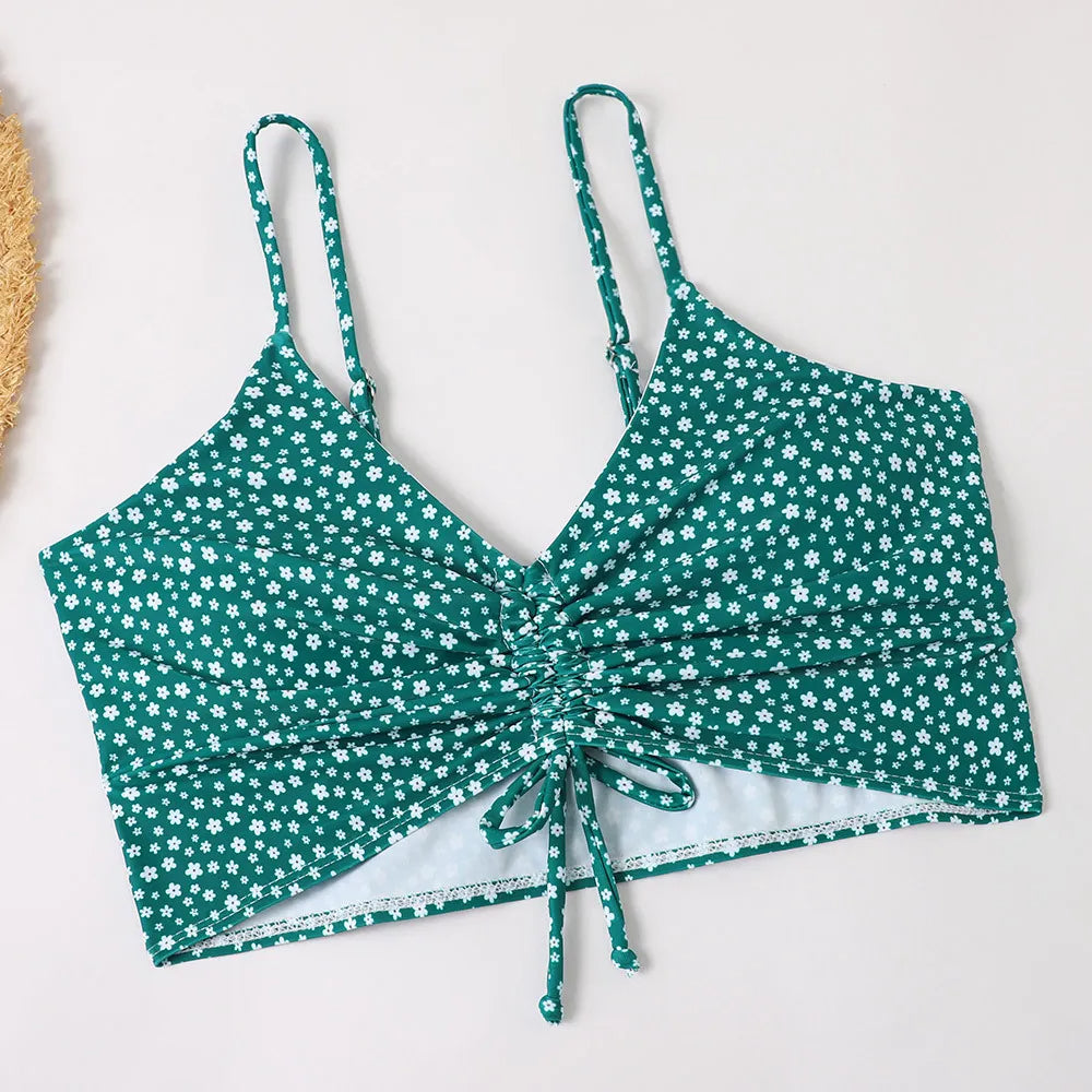 High-Waist Floral Bikini Set - Women's Supportive Swimwear