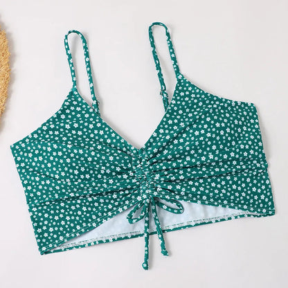High-Waist Floral Bikini Set - Women's Supportive Swimwear