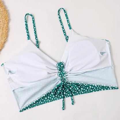 High-Waist Floral Bikini Set - Women's Supportive Swimwear