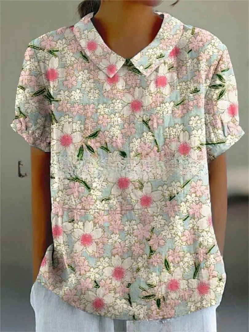 Women’s Floral Print Collared Blouse