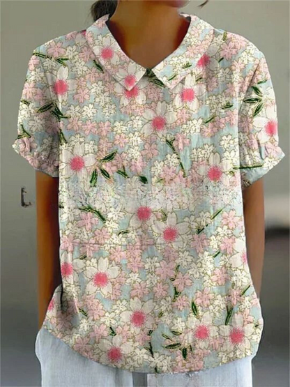Women’s Floral Print Collared Blouse