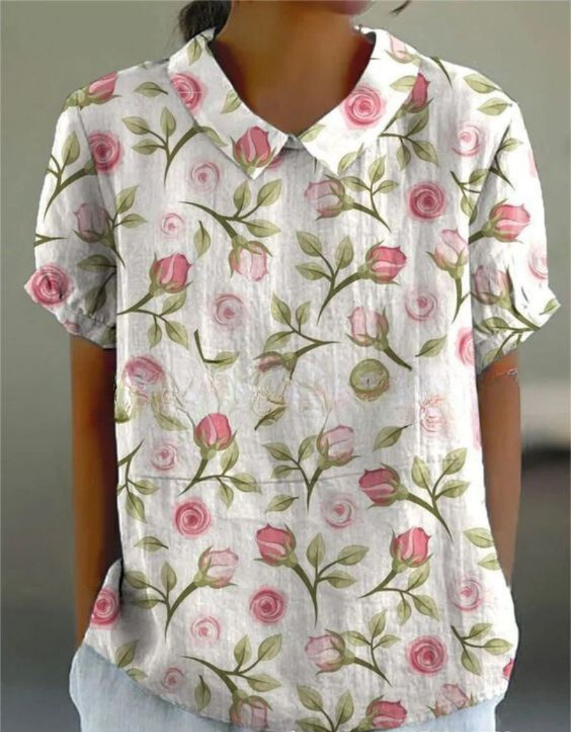 Women’s Floral Print Collared Blouse