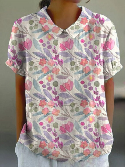 Women’s Floral Print Collared Blouse