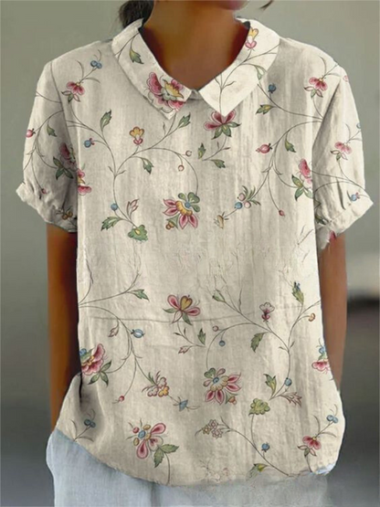 Women’s Floral Print Collared Blouse