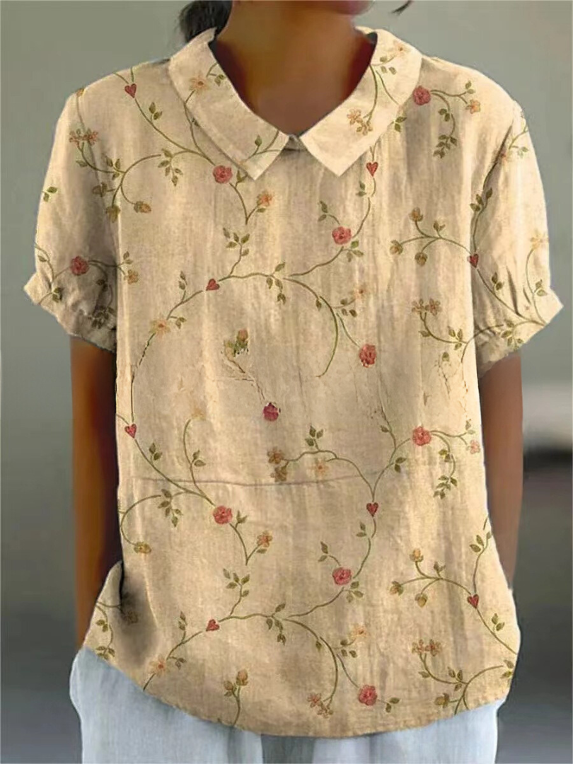 Women’s Floral Print Collared Blouse