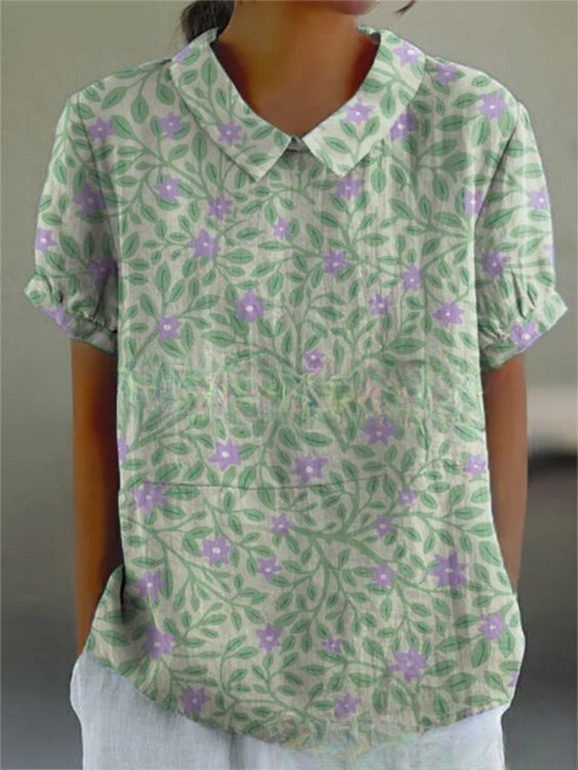 Women’s Floral Print Collared Blouse