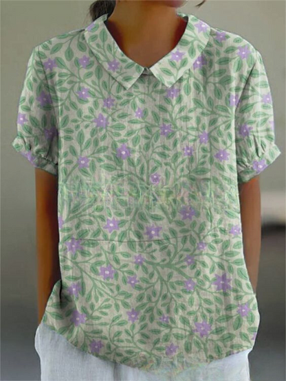 Women’s Floral Print Collared Blouse