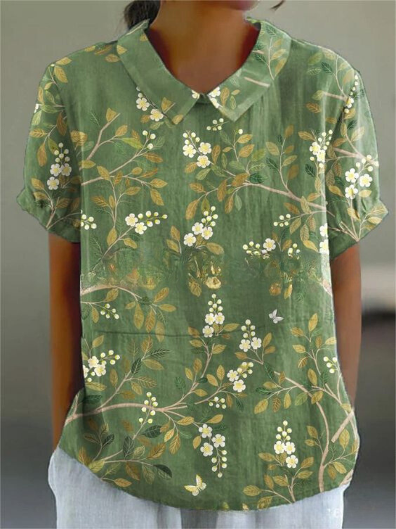 Women’s Floral Print Collared Blouse