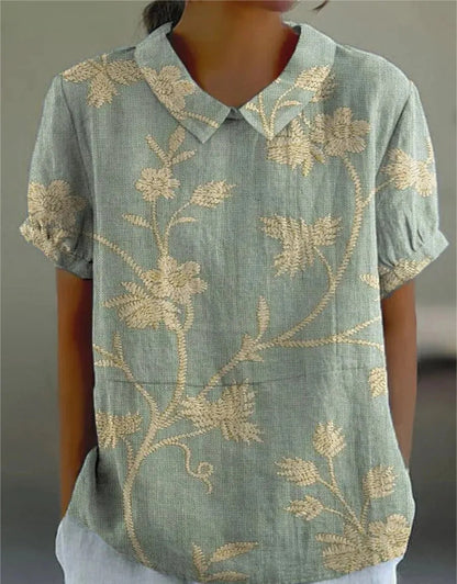 Women’s Floral Print Collared Blouse