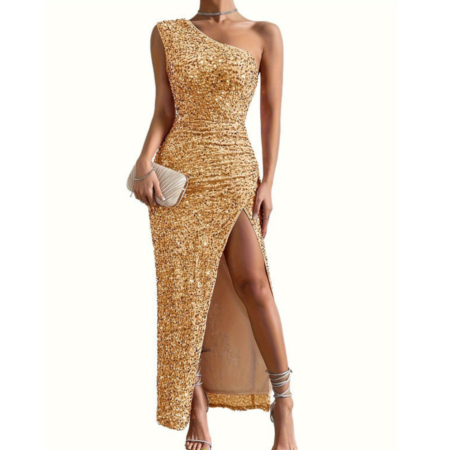 Elegant Off-Shoulder Women's Formal Dress with Side Slit