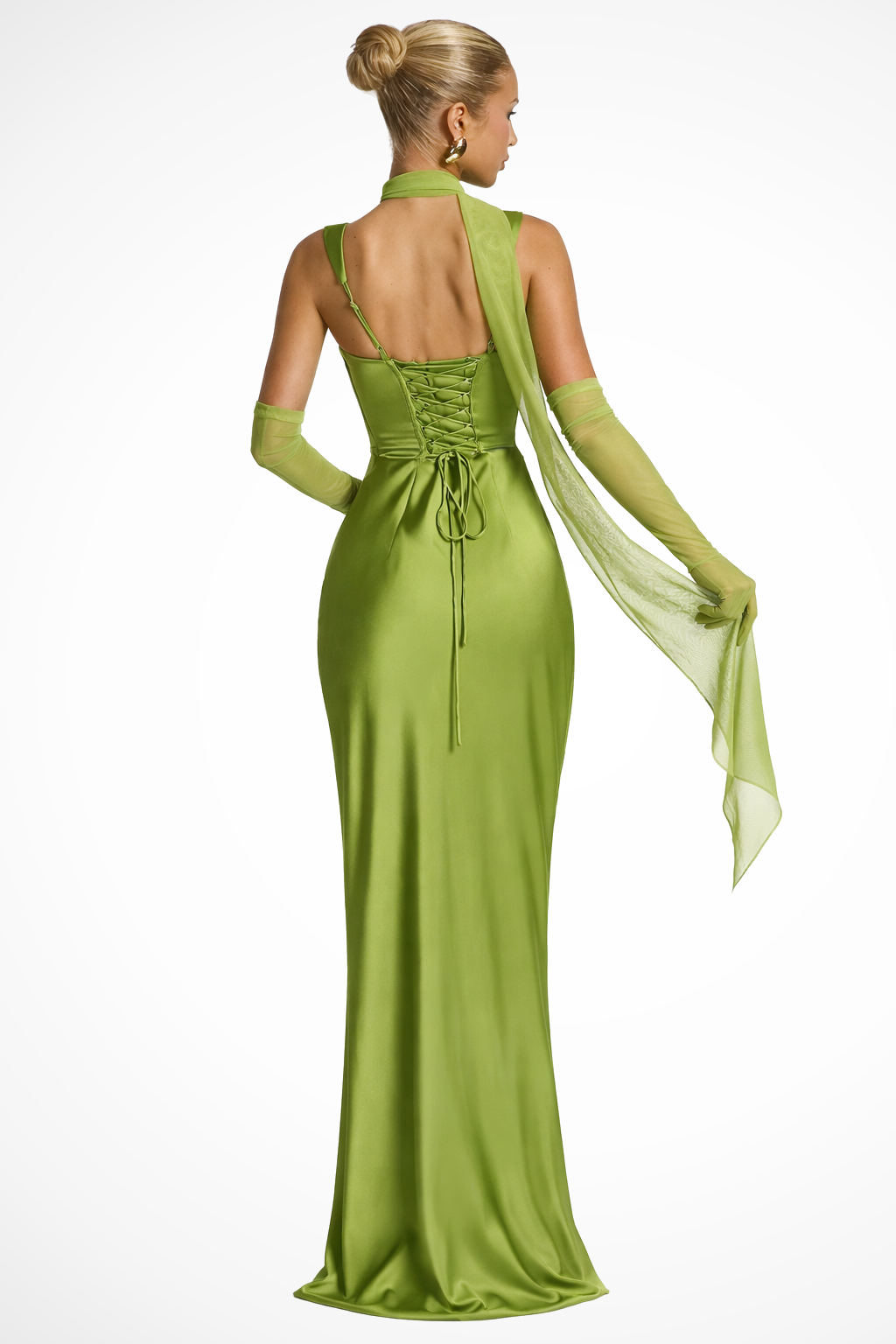 Elegant Women’s Square Neck Ruched Satin Maxi Wedding Guest Dress