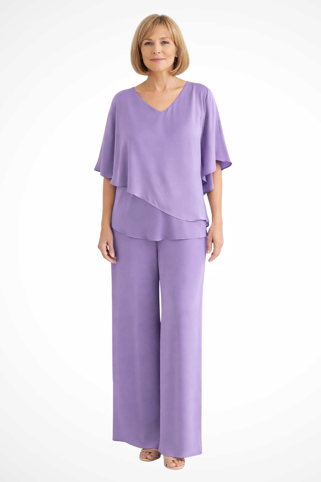 Women’s Elegant Layered Top & Wide Leg Pants Two-Piece Set