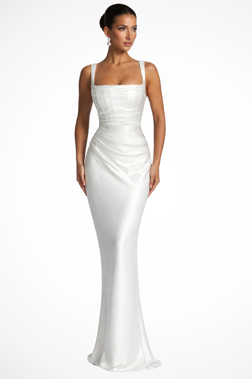 Evening Maxi Dress Gown for Women with Chic Scarf Detail