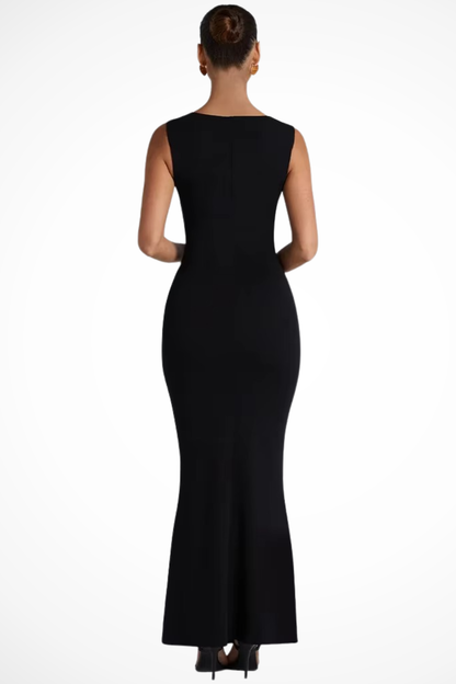Elegant Square Neck Bodycon Maxi Dress