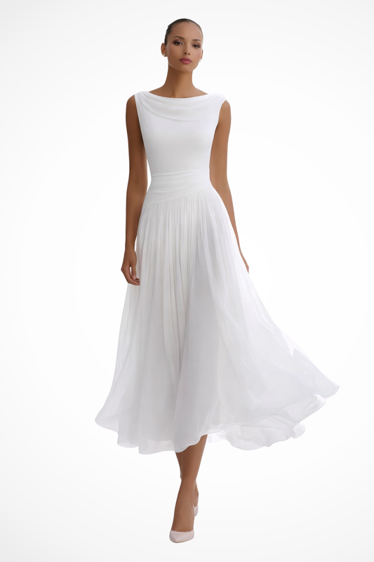 Sleeveless Midi Dress for Women with Flowing A-Line Silhouette
