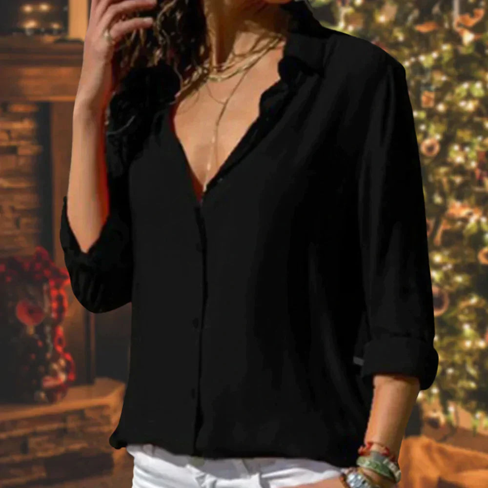 Women’s Elegant Button-Up Long Sleeve Blouse