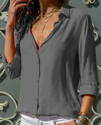 Women’s Elegant Button-Up Long Sleeve Blouse