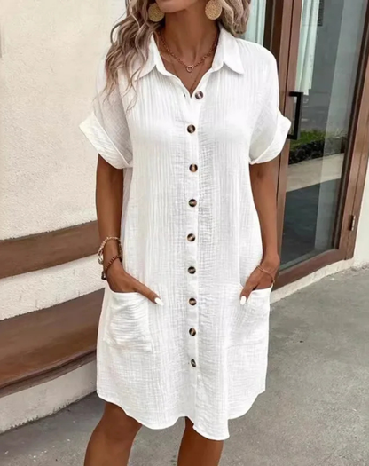 Women's Casual Button-Down Collared Shirt Dress