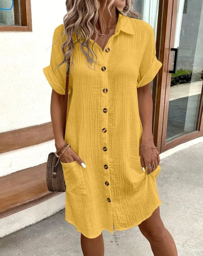 Women's Casual Button-Down Collared Shirt Dress