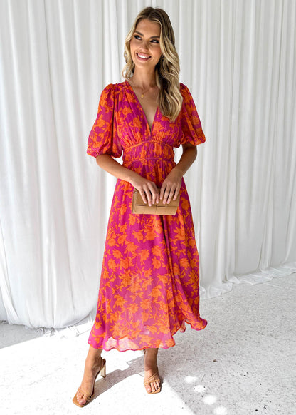 Women's Elegant Summer Maxi Dress with Flattering V-Neckline and Flowing Silhouette