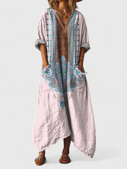 Women's Bohemian Printed Oversized Jumpsuit with Pockets