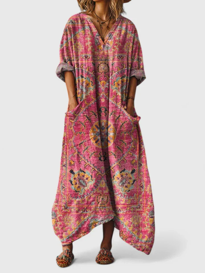 Women's Bohemian Printed Oversized Jumpsuit with Pockets