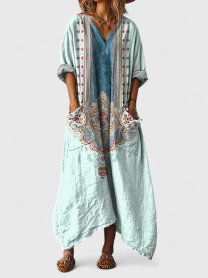 Women's Bohemian Printed Oversized Jumpsuit with Pockets