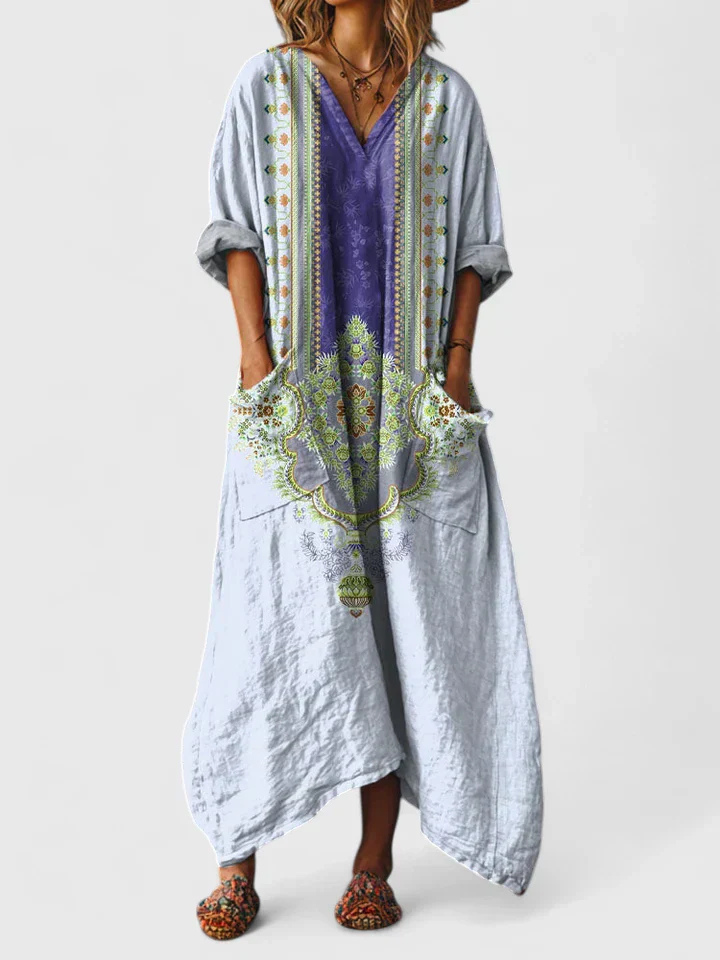 Women's Bohemian Printed Oversized Jumpsuit with Pockets