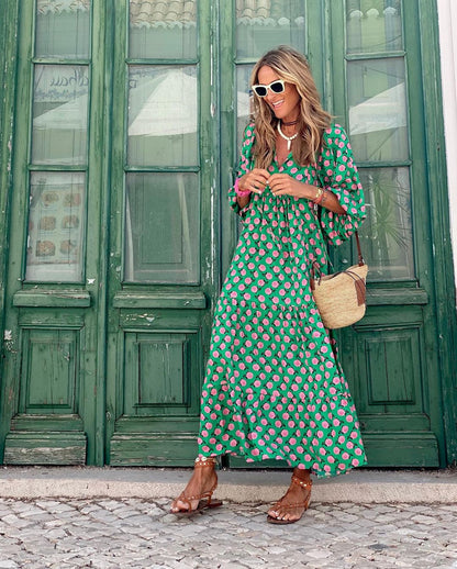 Elegant Maxi Dress Polka Dot Flowy