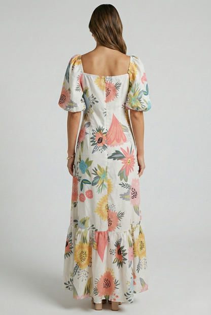 Elegant Puff Sleeve Maxi Dress