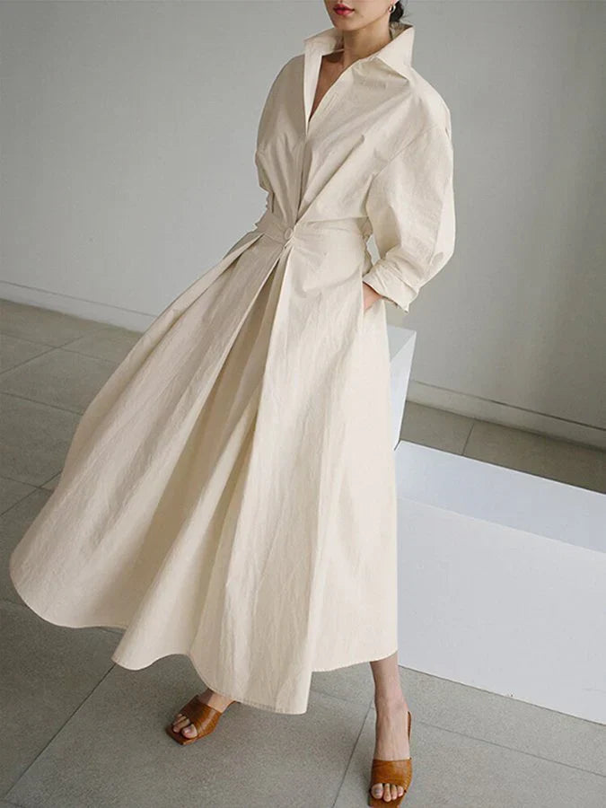 Stylish Pleated Shirt Dress