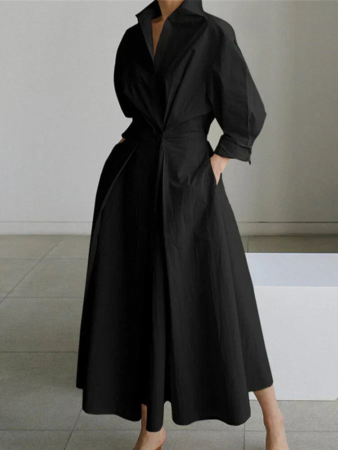 Stylish Pleated Shirt Dress