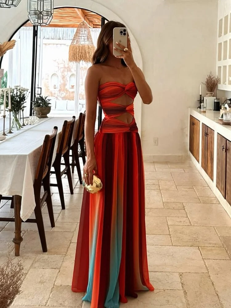 Elegant Hollow-Out Maxi Dress